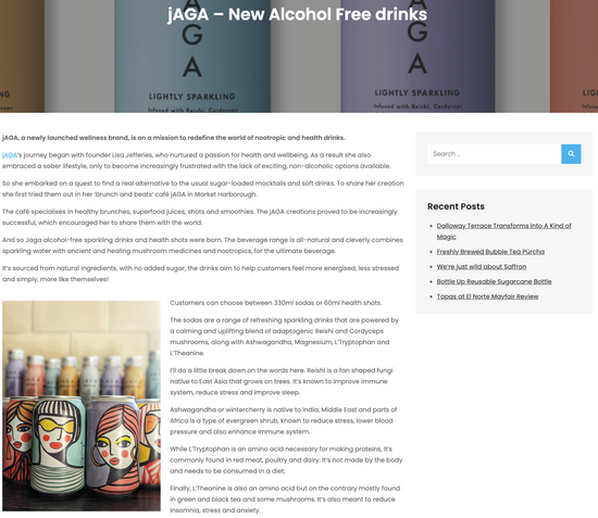 Foodopia, jAGA Wellness Drinks in the press