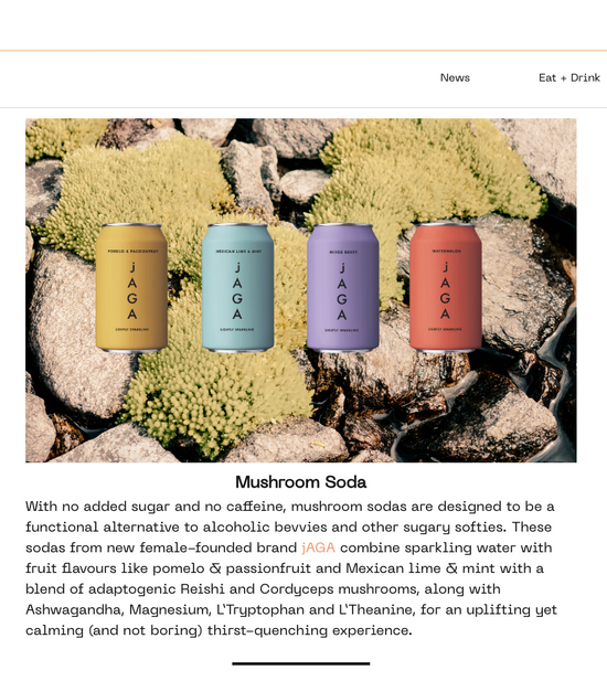 Loti, article on jAGA Mushroom Wellness Drinks