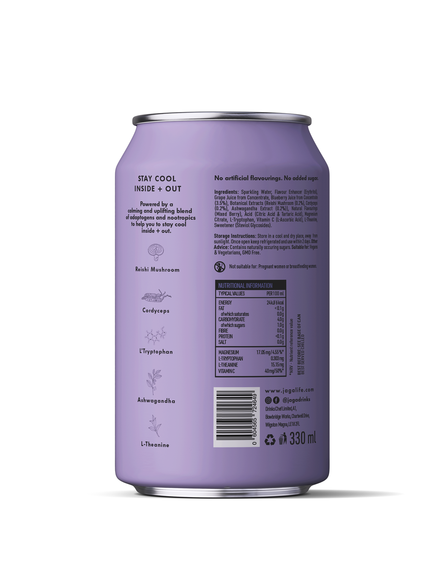 jAGA nootropic soda mixed berry can