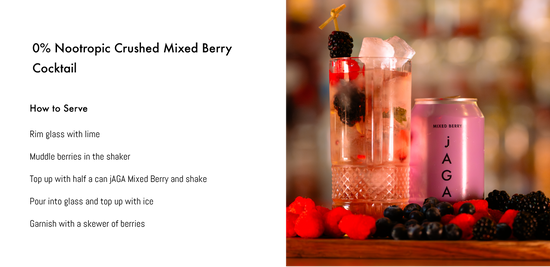 Mixed Berry Cocktail on a blurred background with ingredients