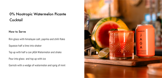 Watermelon Picante Cocktail on a blurred background with ingredients