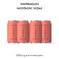 Four cans of JAGA Watermelon Nootropic Sodas on a white background